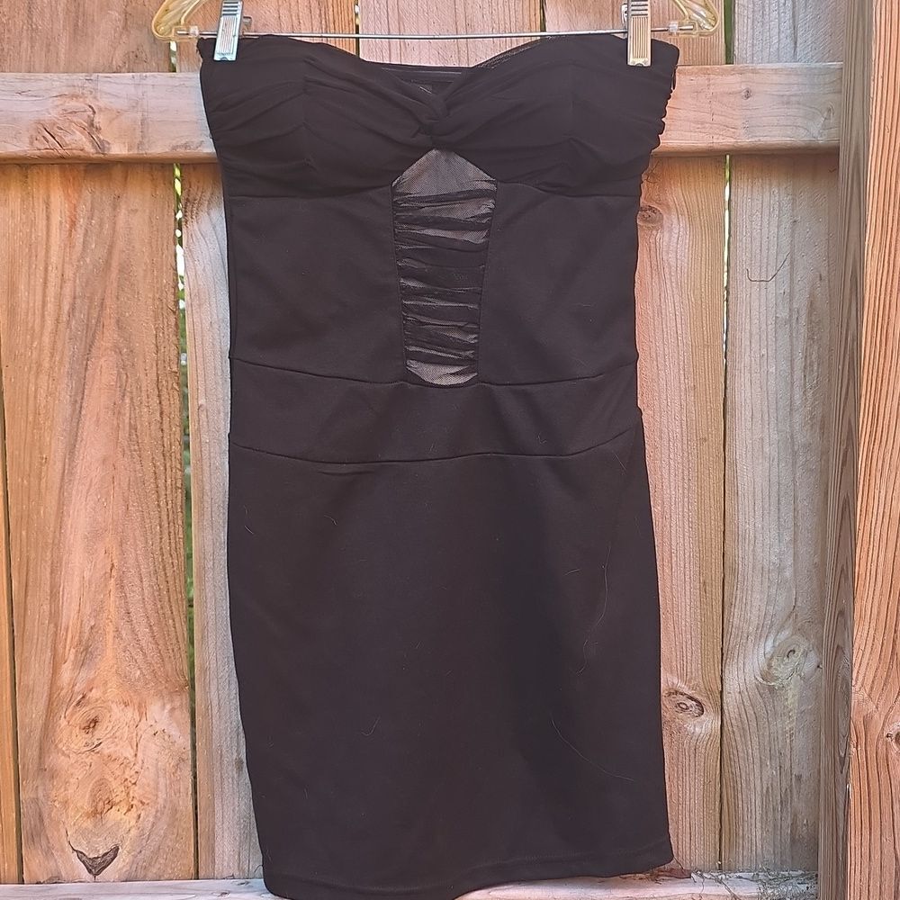 Black Mesh Detail Dress